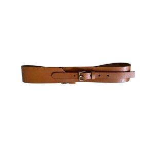 LOFT Leather Belt Women L Brown Wide Dress Coat Sweater Boho Retro
